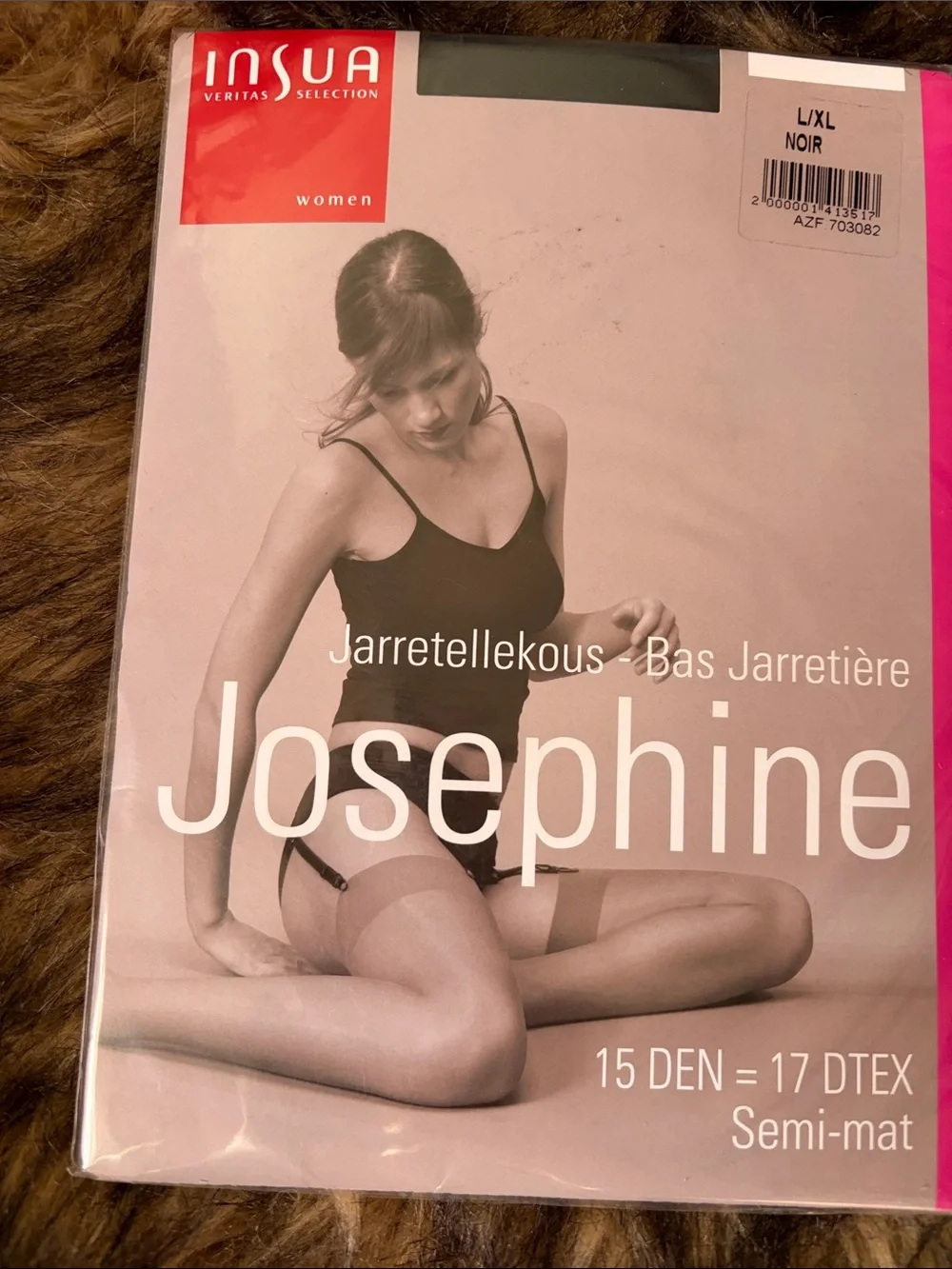 Vintage Insua Josephine Semi-Mat 15 DEN Sheer Black Hosiery Size L/XL